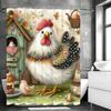 Cute Chick Chick Floral Chicken Nest Shower Curtain, Bathroom Decorative Shower Curtain, Waterproof Shower Curtain with Hooks