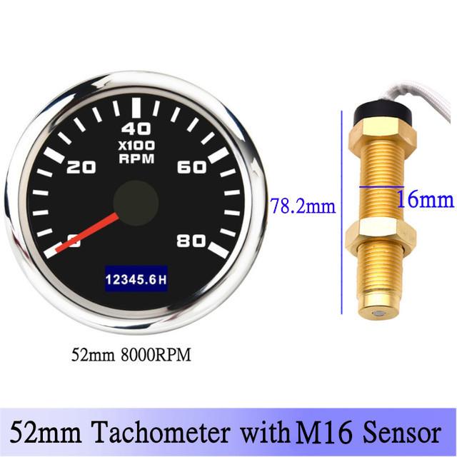 

HD 0~3000 RPM 4000RPM 7000RPM 8000RPM 52mm Tachometer +Tacho Sensor Car Marine Outboard Diesel Engine Tacho Gauge With Hourmeter