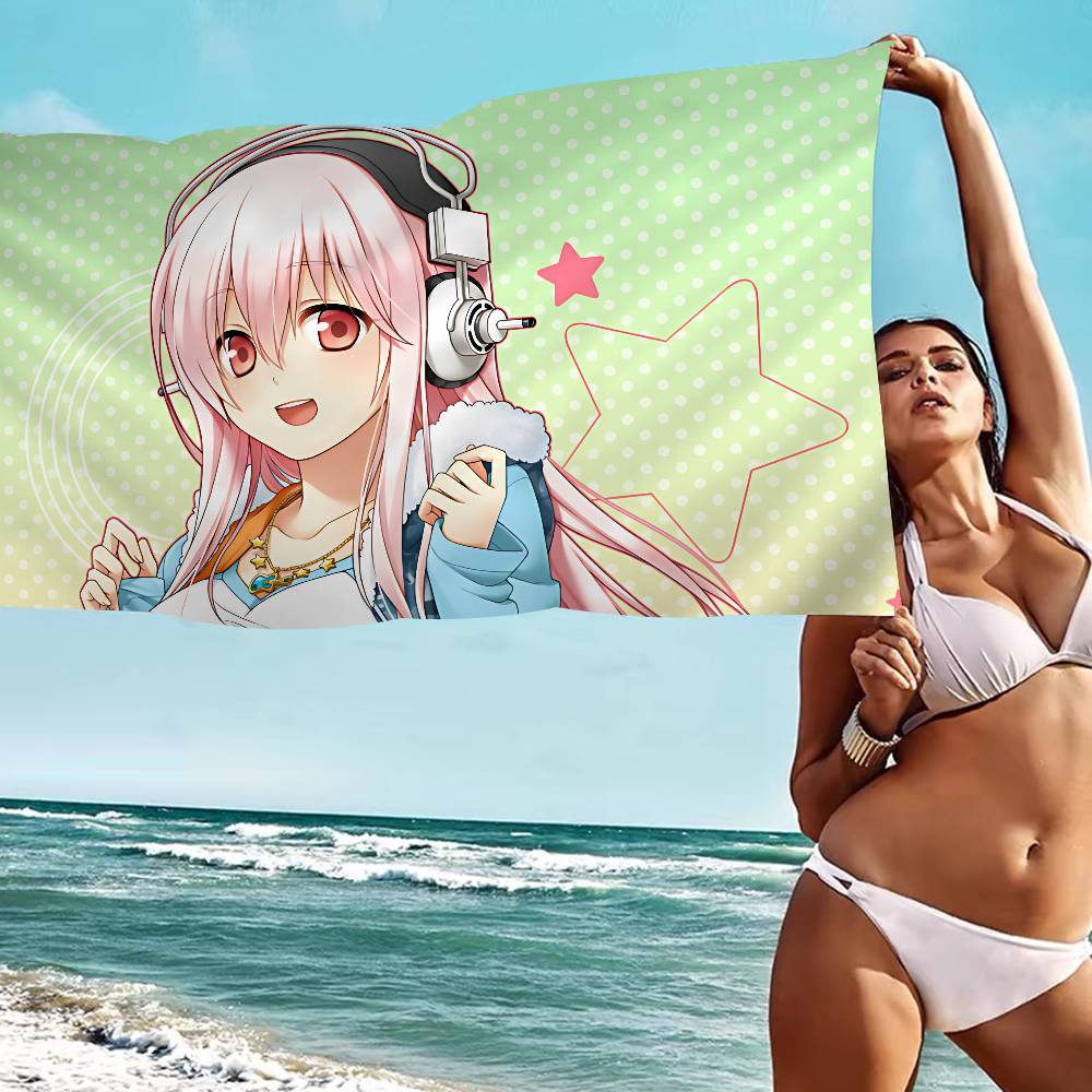 Super Sonico Manga Anime Big Microfiber Beach Towels Quick Dry Towel Sand Beach Towels Pool Towel for Travel Swim Pool Yoga