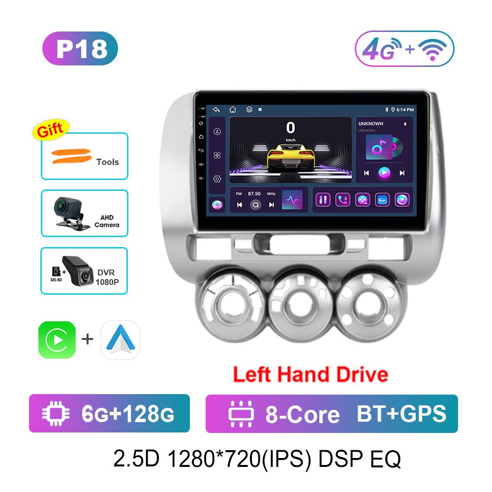 Left Hand Drive 9'' for Honda Jazz 1 GD 2001 - 2008 Car Radio Multimedia Player Android Intelligent System GPS Navi WiFi+4G BT