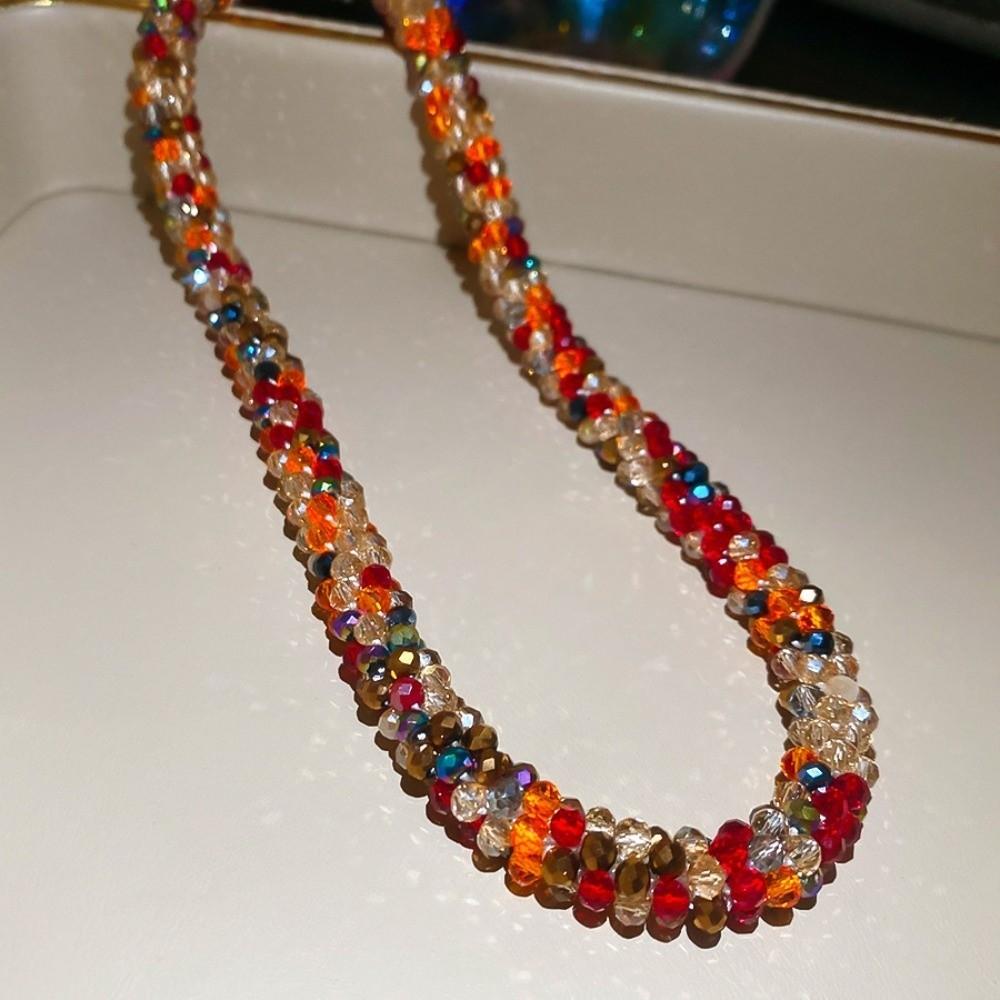 Farbiger Glasperlen Vintage Ethnischer Glas Halskette Hals Schmuck Retro Liebhaber Choker Feiertag