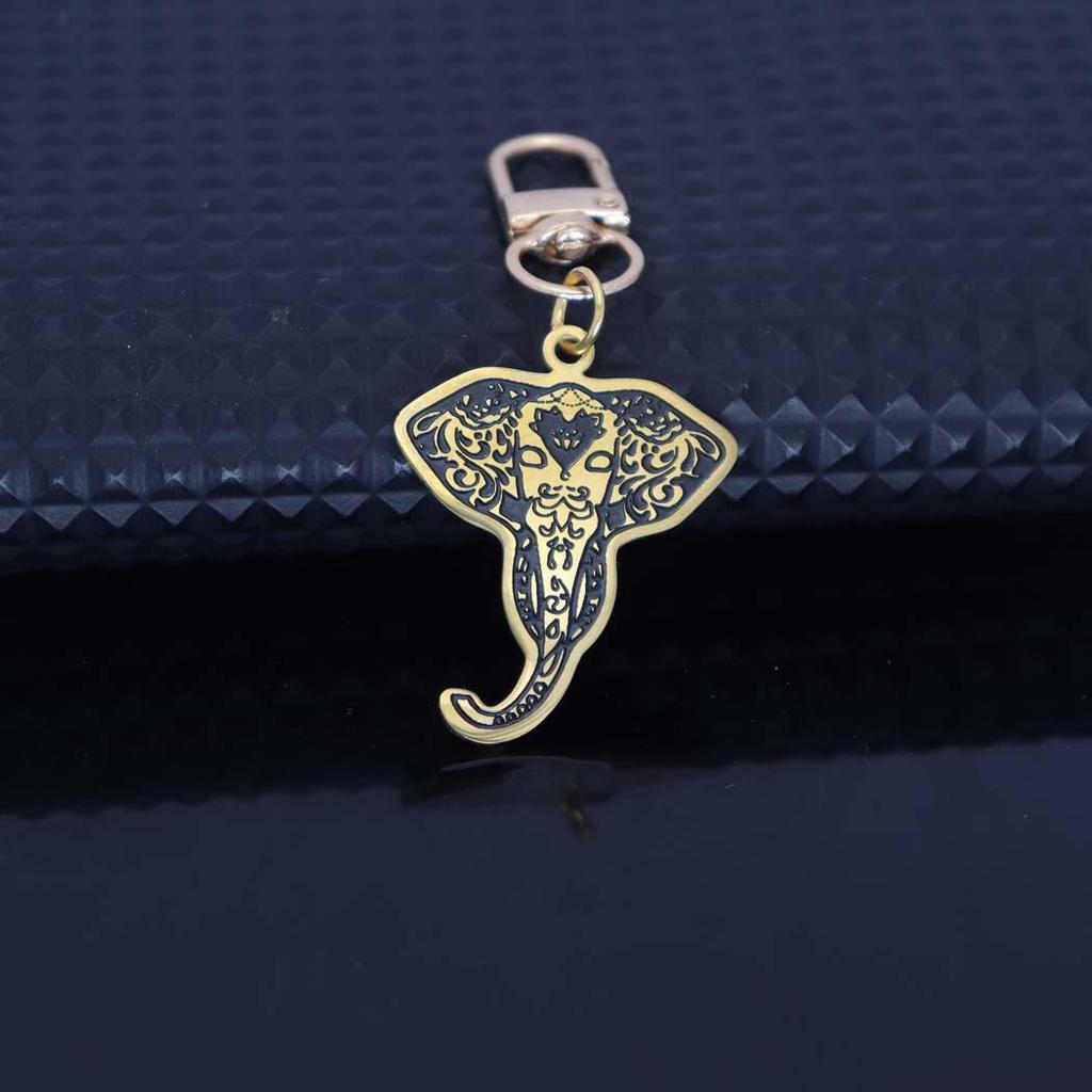 Trendy Stainless Steel Elephant Pendant Keychain - Corrosion Resistant & No Fading