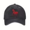 Red Heart Horse Graphic Baseball Cap Unisex Polyester Distressed Casual Adjustable Sport Sun Hat