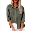 Women's Large Size Spring Autumn Long Sleeve Button Solid Color Loose Shirt Casual Shirt