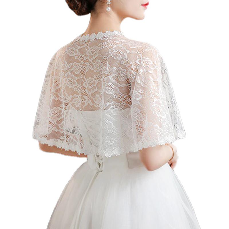 Frauen Hochzeit Braut Jacke Kleine Cape Braut Schal Weiche Strass Schnalle Spitze Blume Bankett Dame