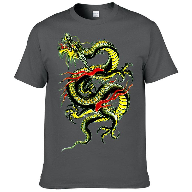 Streetwear Kurzarm T-Shirt Herren Sommer Baumwolle Druck Drachen T-Shirt Mode Lässig Harajuku Kleidung Kleidung F195