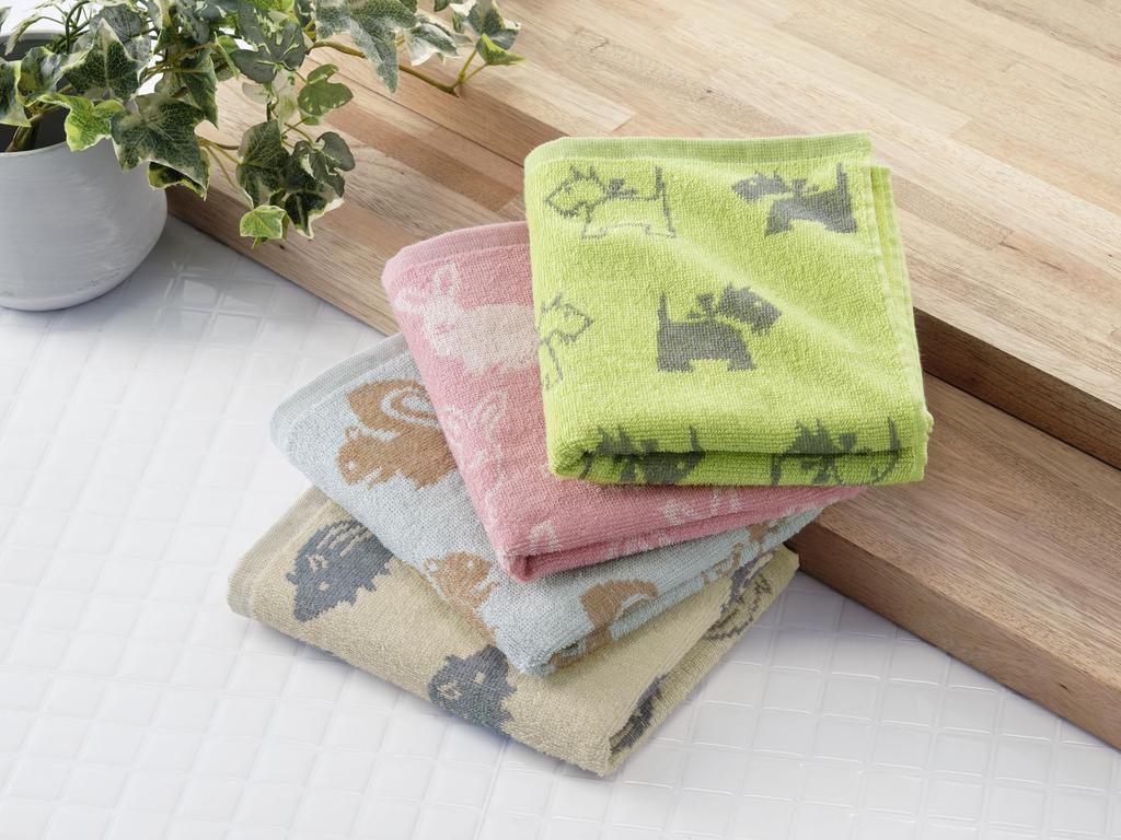 Kosugizen Face Scandinavian Animal 4 Colors 1 Towel of 34 x 80 animal lightweight and Towel, Jacquard, Design, (4 Designs), Each, cm.