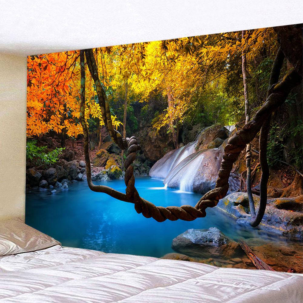 Autumn Forest Plants Tapestry Nature Landscape Tapestry Wall Hanging Hippie Bedspread Bohemian Style Home Room Decoration