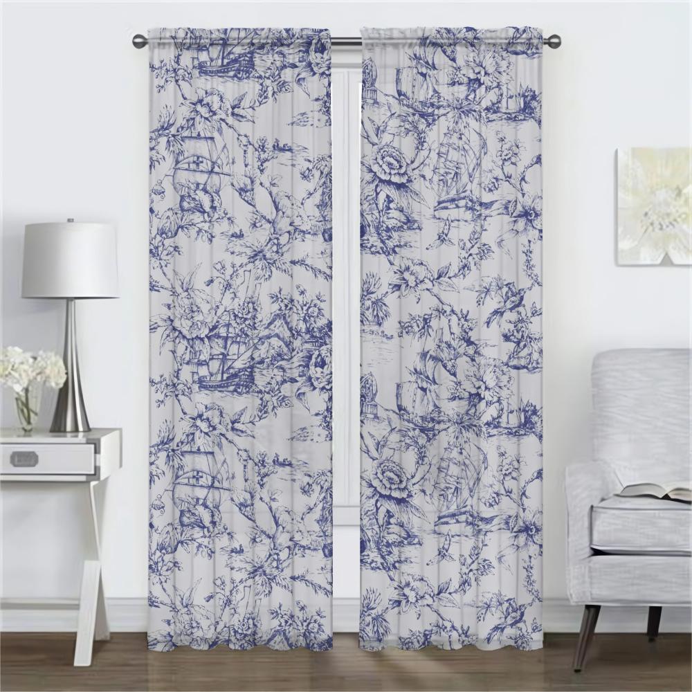 Elegant Room Curtains for Living Room Flowers and Plants Window Curtain Halloween Decoration Shades Curtains 2 Pieces Partition