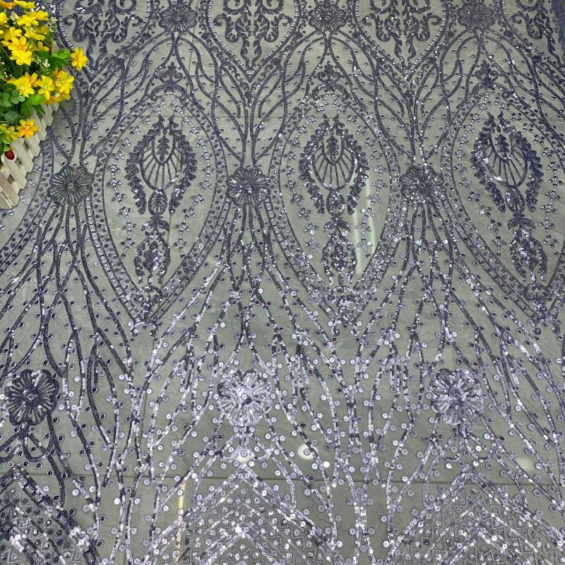 1/3Yards Luxury Sequin Beaded Lace Fabric Embroidered Tulle Mesh Fabric for Wedding Dress Evening Gown Bridal Party DIY Sewing