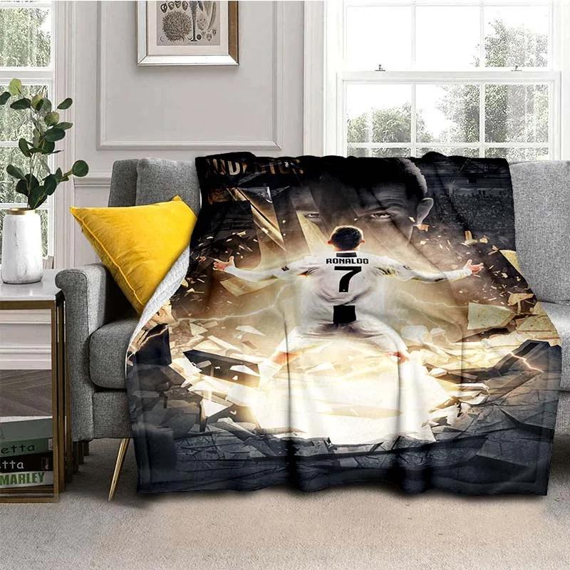 Pătură de flanel cu model Cristiano R-Ronaldo CR7, pătură multifuncțională pentru cadou de sărbători Pături calde și moi toate anotimpurile