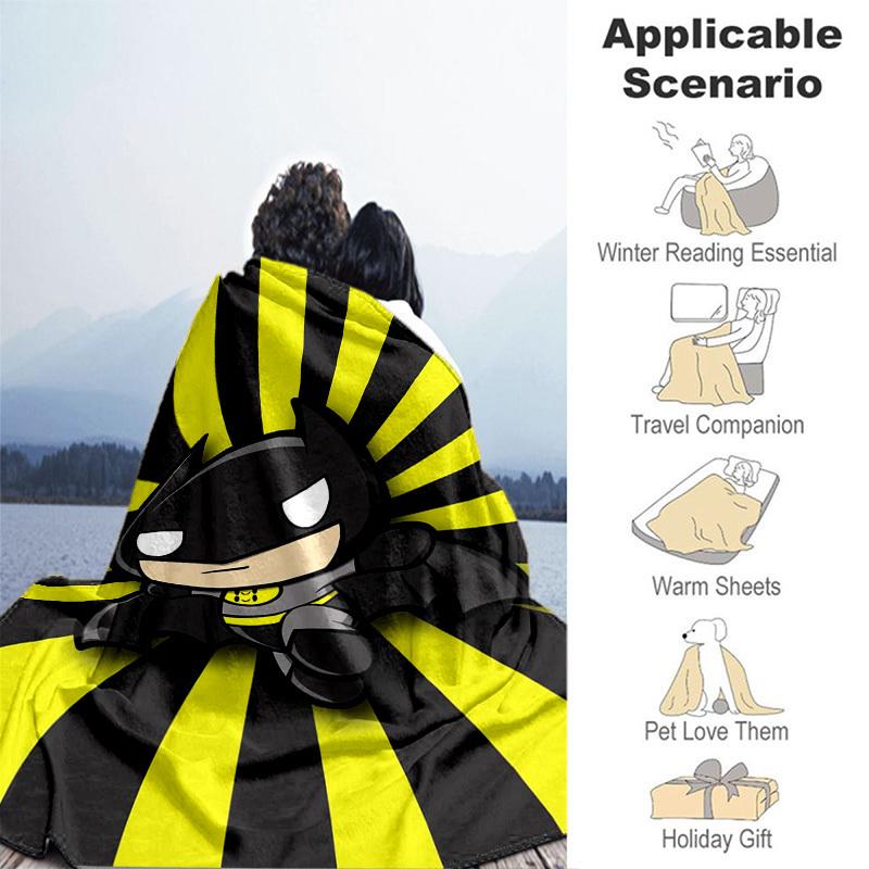 1pc Chibi Batman Wallpaper Cartoon Blanket,Portable Throw for Travel & Camping, All Season Cozy Blanket,Ideal Gift