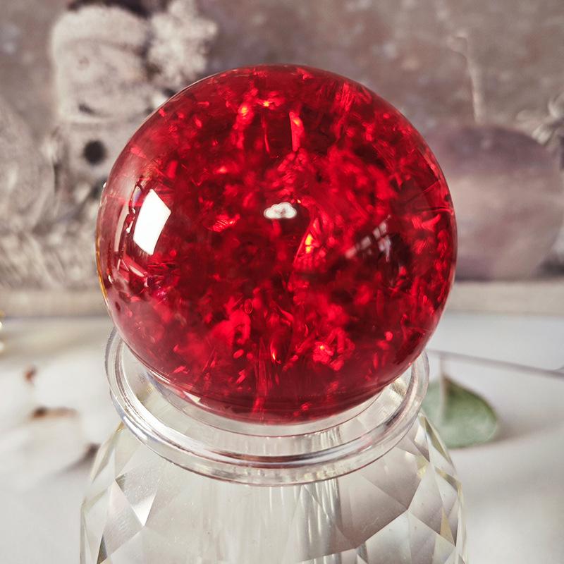 5CM Non-Fading True Color Ice Crackle Crystal Ball - Feng Shui Pond Rotating Water Feature Accessory