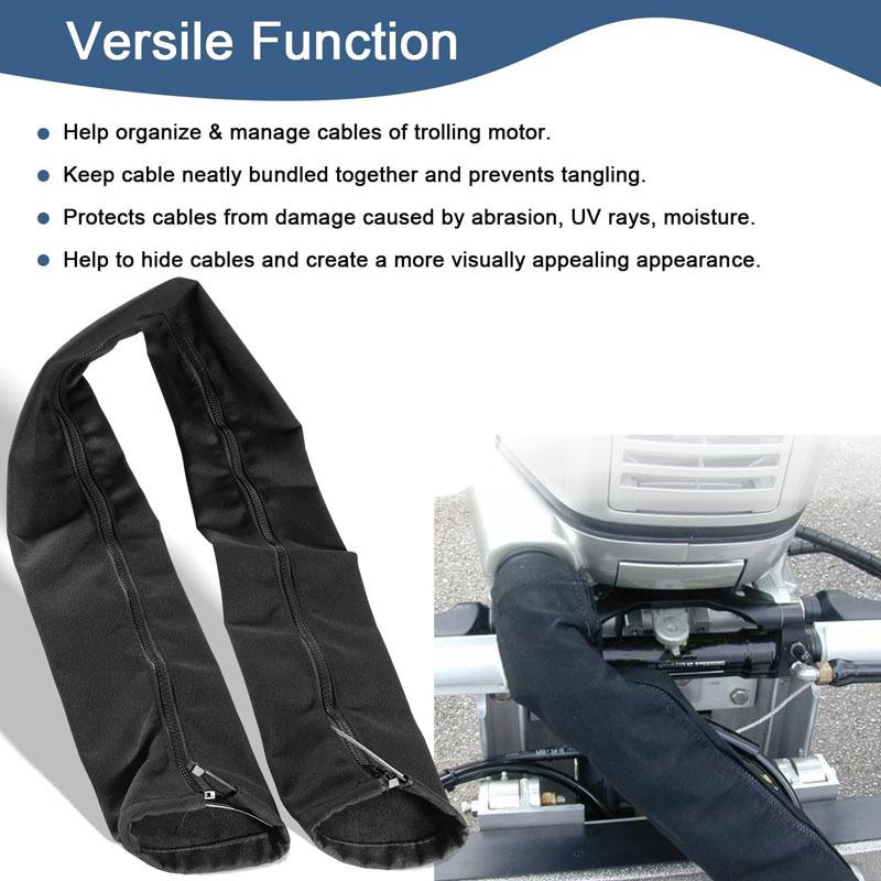 Black Zippered Rigging Sleeve, ZRS-1-DP Casing, Trolling Motor Cable Organizer Sleeve Protection - (48'' Long)