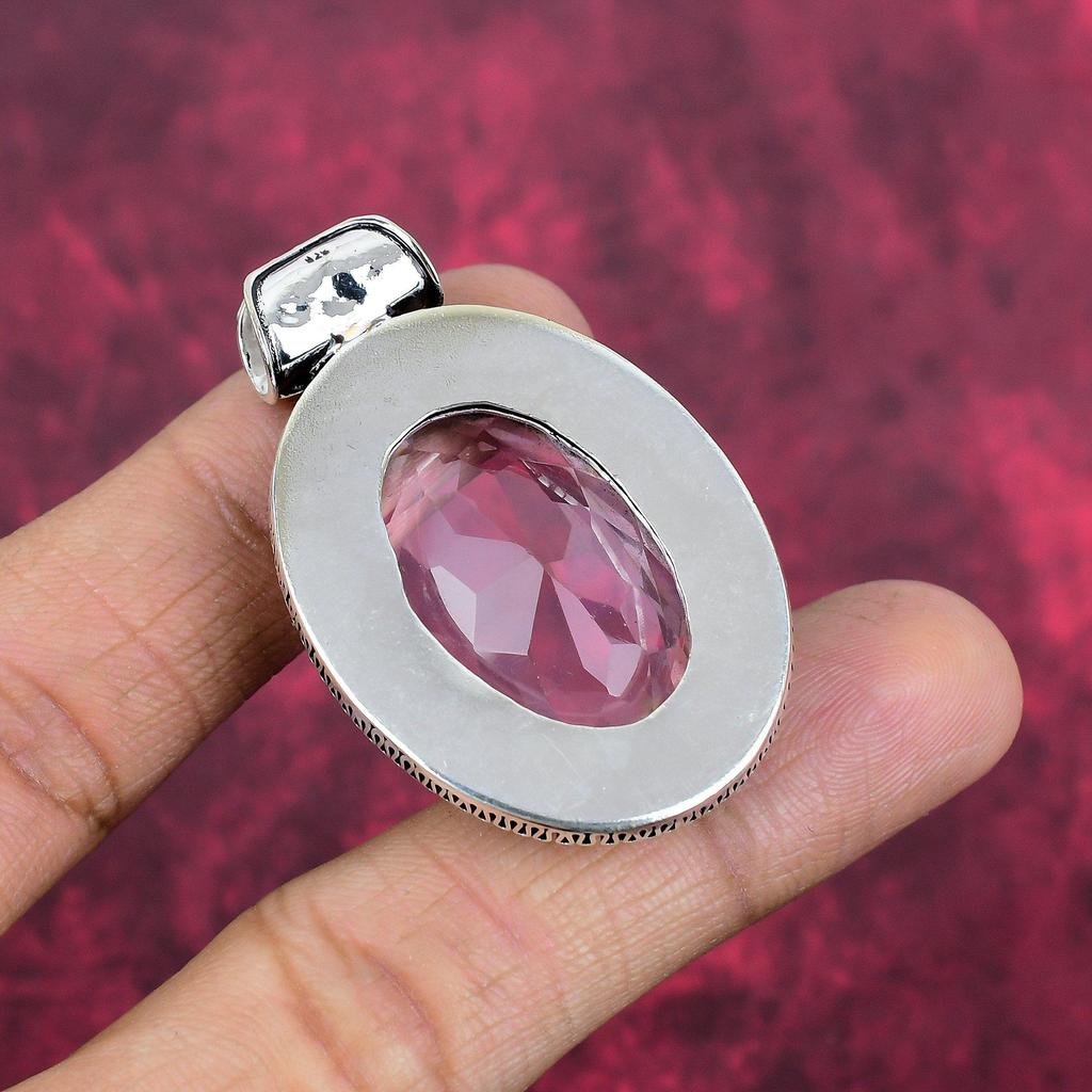 Kunzit Anhänger, 925 Sterling Silber Edelstein Schmuck, handgefertigter Anhänger, zum Gedenktag