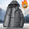 Jachetă Parka de Iarnă pentru Bărbați cu Căptușeală din Blană Artificială Îngroșată Păstrează Căldura Impermeabilă Îmbrăcăminte Exterioară Paltoane cu Buzunare Multiple Mărimi Mari M-8XL Jachetă
