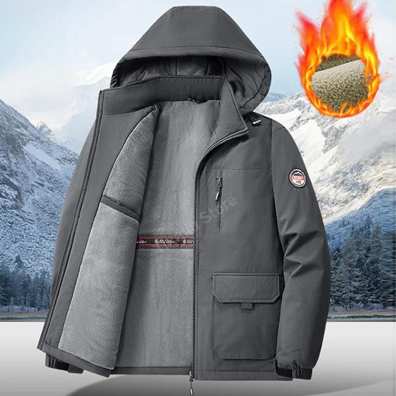Parka de Invierno para Hombre con Forro de Piel Sintética Engrosada Mantiene el Calor Impermeable Ropa de Abrigo Abrigos con Múltiples Bolsillos Tallas Grandes M-8XL Chaqueta