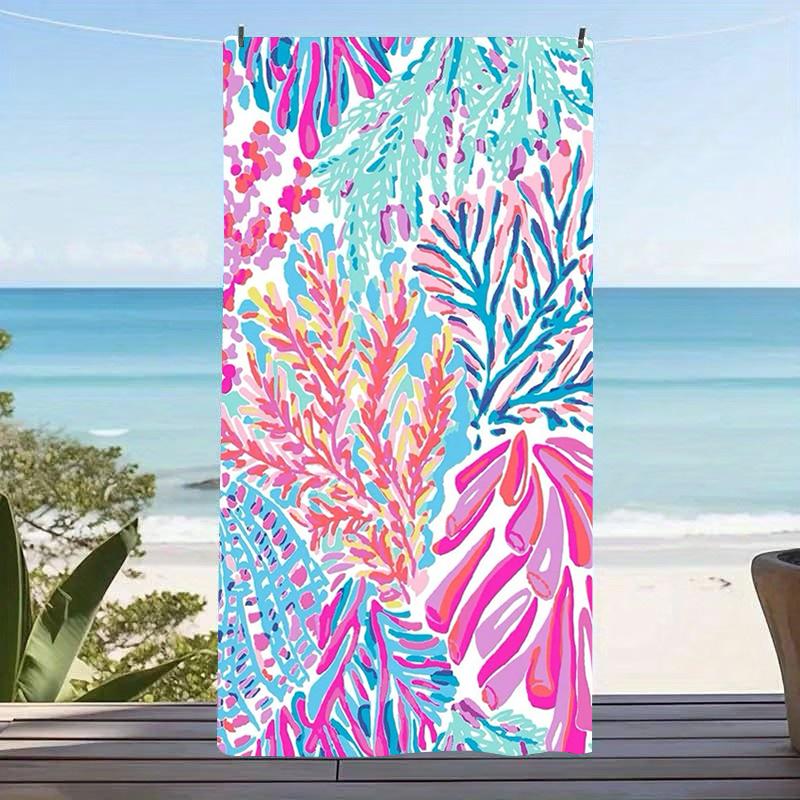 Tropical Palm Leaves Water Ripple Beach Towel Blue Ocean Wave Design Quick Dry Sand Free Towel For Swimming