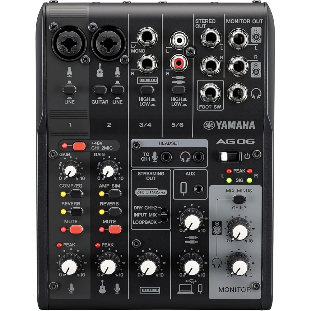 Yamaha (YAMAHA) live streaming mixer 6 channel black AG06MK2 B