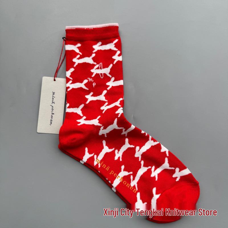 

mina perhonen Women s Run Rabbit Run 30th Anniversary Limited Cotton Socks One size 36-40