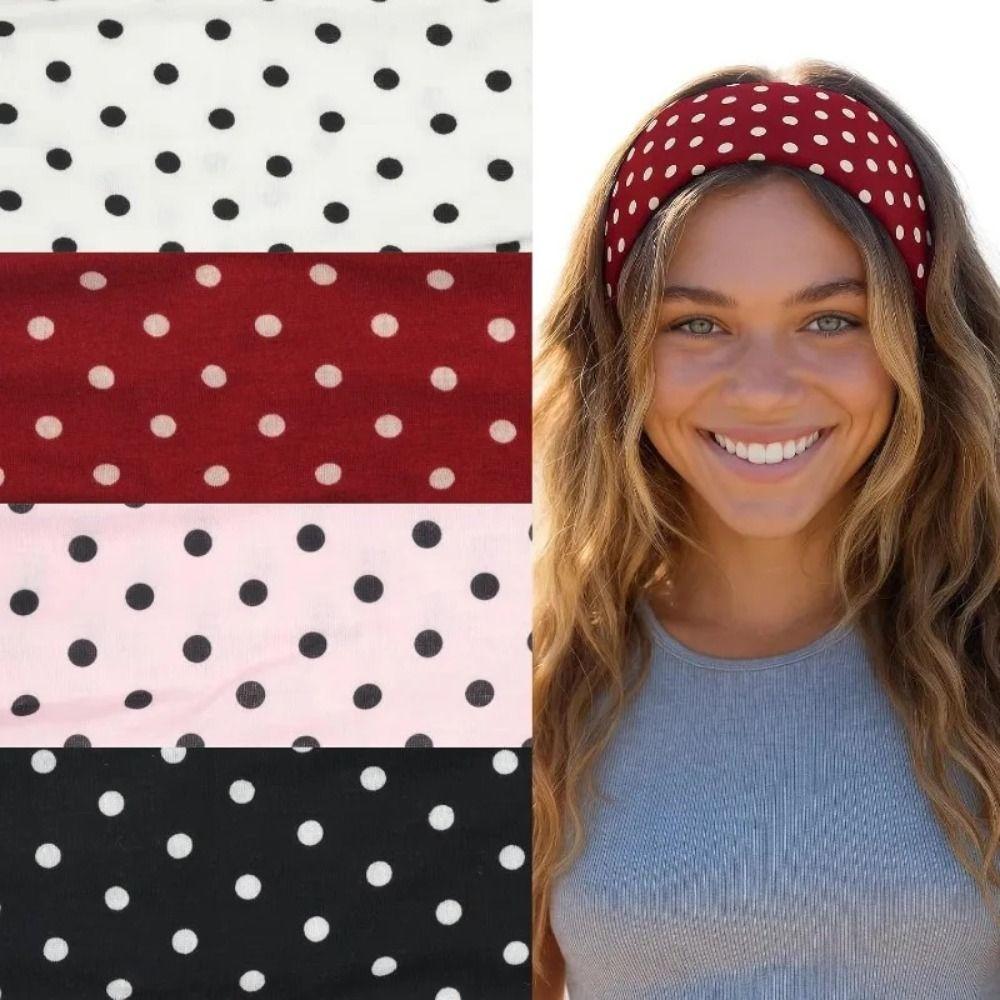 Elastic Polka Dot Headband Stretch Wide Headband Hair Hoop Yoga Elastic Hair Band  Photo Props