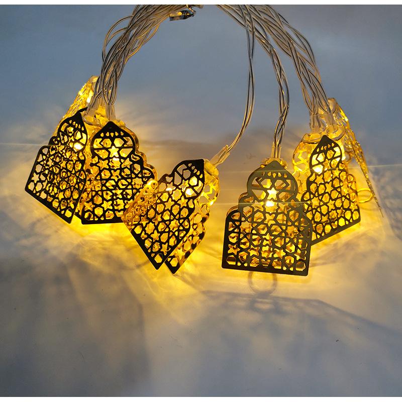 Indoor LED Moon & Star Iron Art String Lights for Eid al-Adha Decor