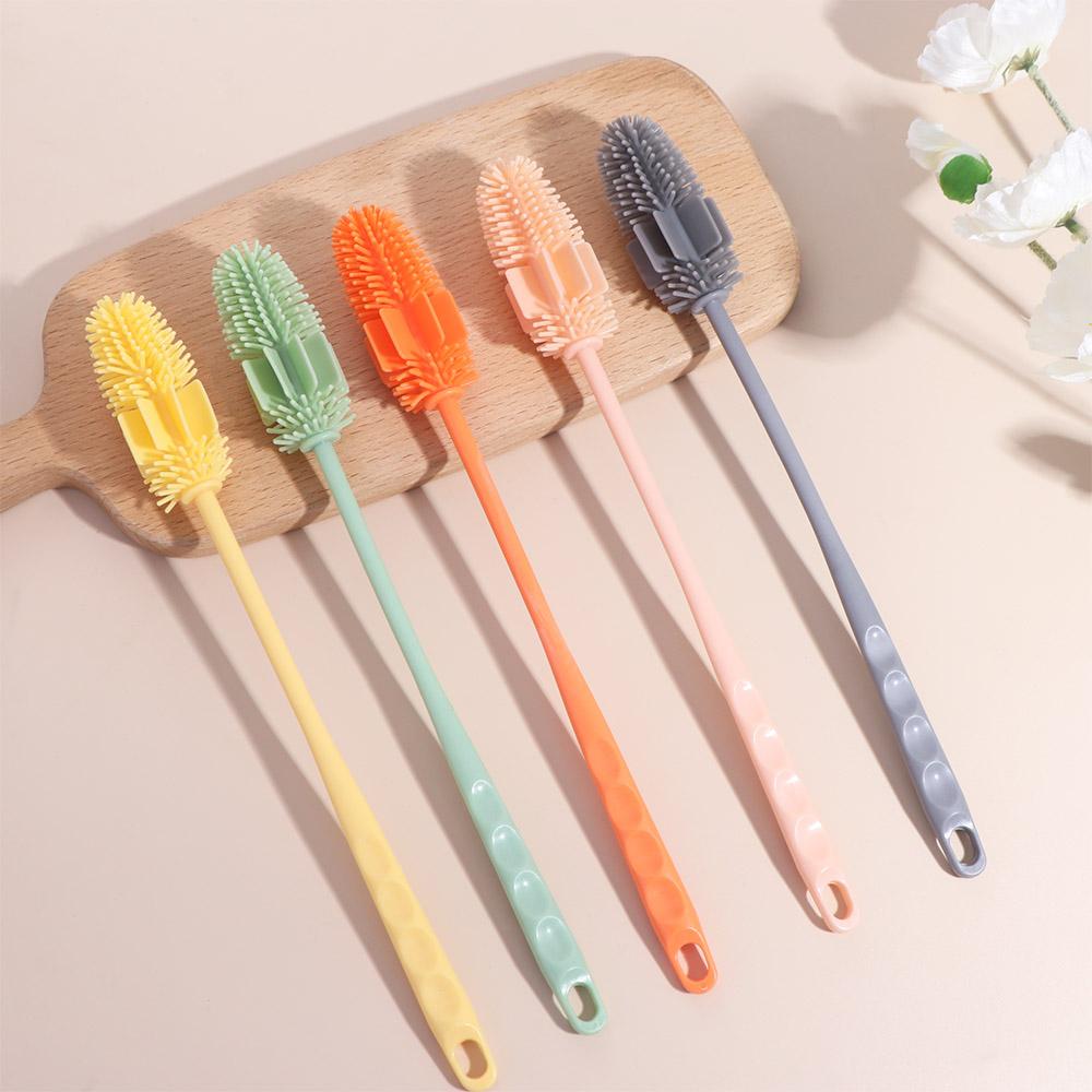 Long Handle Bottle Cleaning Brush Silicone Cup Scrubber Kitchen Cleaning Tool Cup Brush  Tea Cup