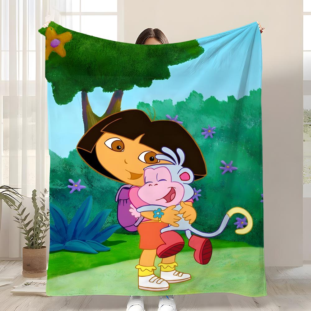 CARTOON D-Dora the ExplorerS Throw Soft Coral Fleece Blanket 310gsm Fluffy Warm Throw for Sofa Bed Couch Bedroom Decor