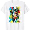 Abstrakcyjny Śmieszny Malunek Twarzy Czerwony Niebieski Graffiti Pop Art Komiksowy T-Shirt