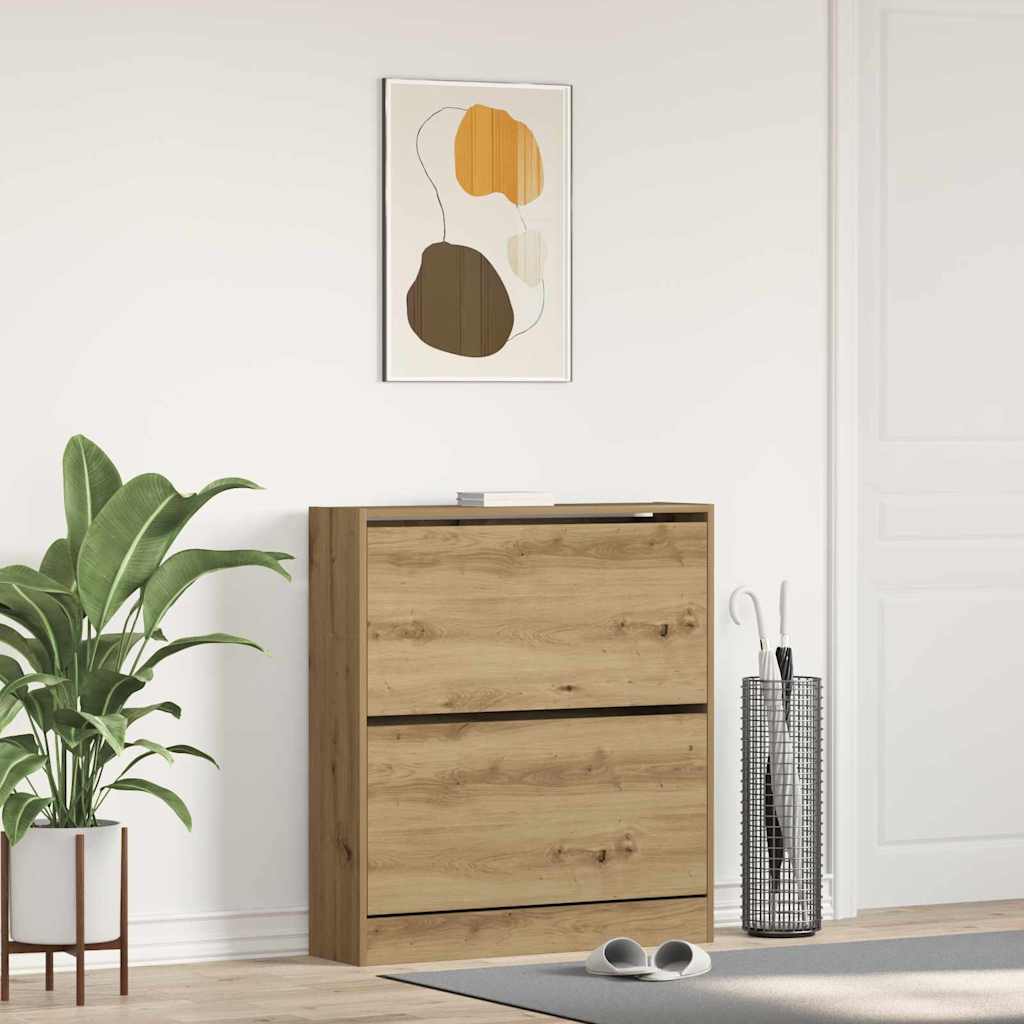 Shoe Cabinet Smoked Oak 80 x 21 x 87.5 cm Engineered Wood