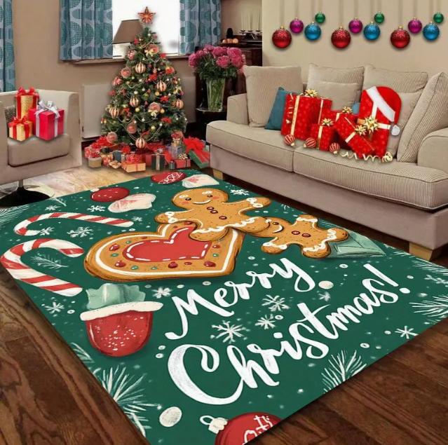 

Пряниковий Чоловічок Килим Різдвяна Ялинка Різдвяний Килимок для Підлоги Тераса Вітальня Спальня Балкон Кемпінг Вуличний Килим Декорація 40X60CM
