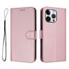 For iPhone 16 Pro Max Wallet Case RFID Blocking Calf Texture Leather Stand Phone Cover with Strap