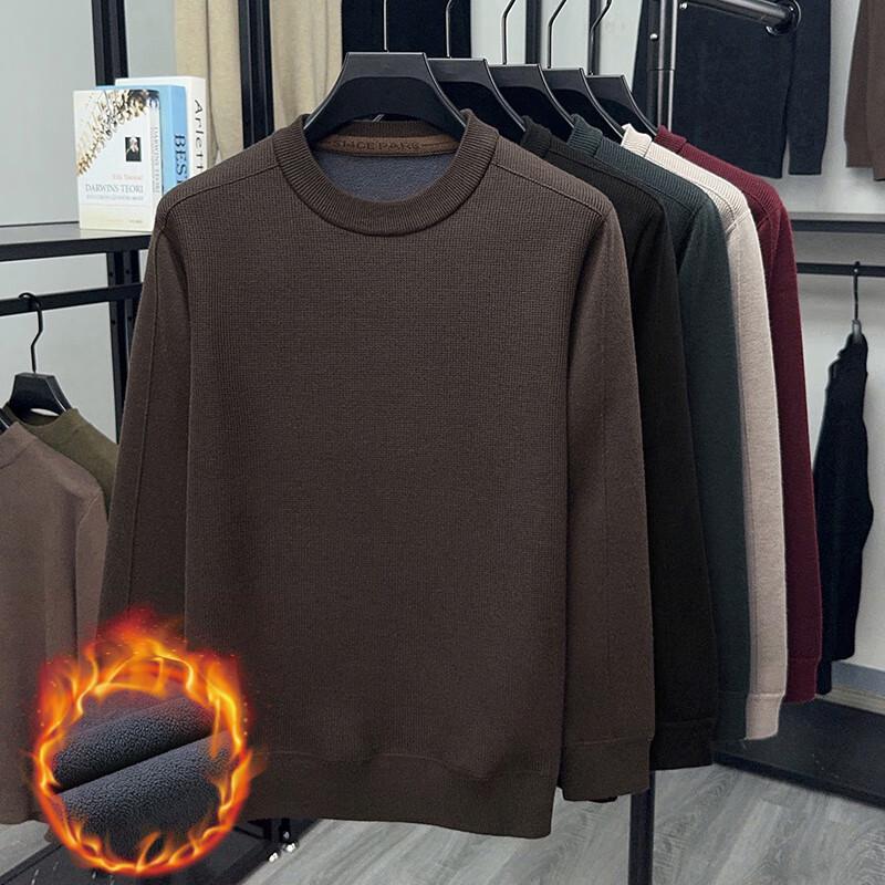 

Firstview Men s Winter Fleece-Lined Crew Neck Knit Sweater L