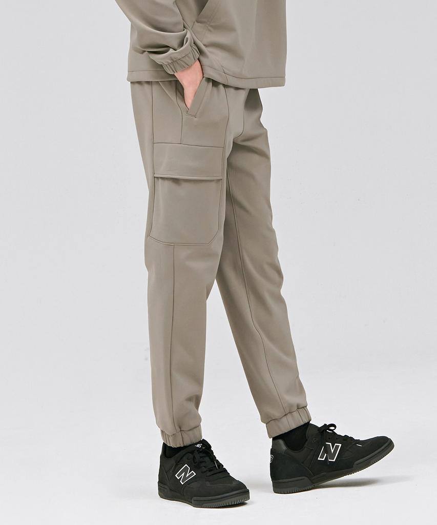 CHASECULT Men'S Tricot Fleece-Lined Cargo Jogger Pants - Beige