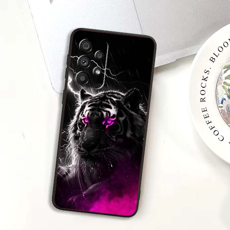 Löwe Bär Katze Cool Für Samsung A73 A72 A71 A55 A54 A53 A52 A51 A13 A22 A16 A15 A12 A14 A26 A07 5G Schwarze Handyhülle