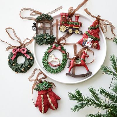1PC Resin Yeti Wreath Trojan Horse Bells Christmas Tree Decoration Pendant Vintage Christmas Ornament