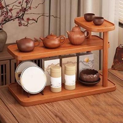 Practical Bamboo Cup Holder Large Capacity Space Saving Water Bottle Holder Anti-drop Cosmetic Storage Tray Kitchen