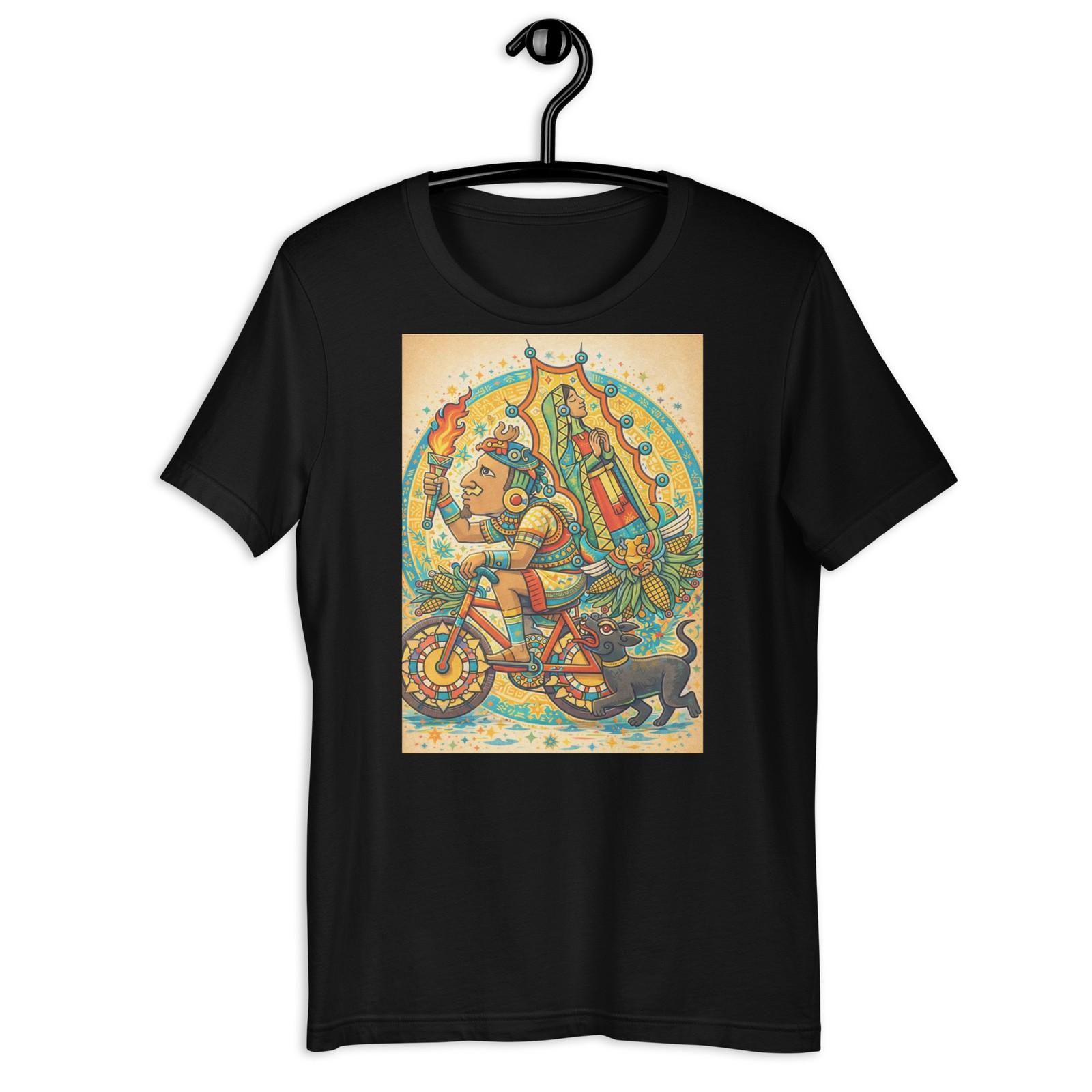 Aztec Virgen Guadalupe Cyclist Folk Art Mexican Culture Sacred Bike Tee S разноцветный