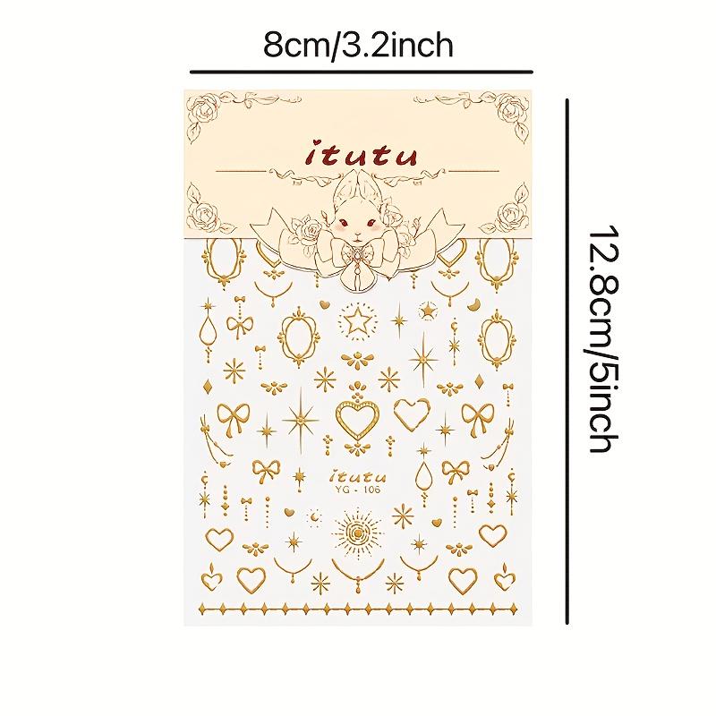 1pc Sweetheart Princess Baroque Nail Stickers Self-Adhesive Reusable Nail Art Decals with Heart, Star & Butterfly Rhinestone Nail Designs