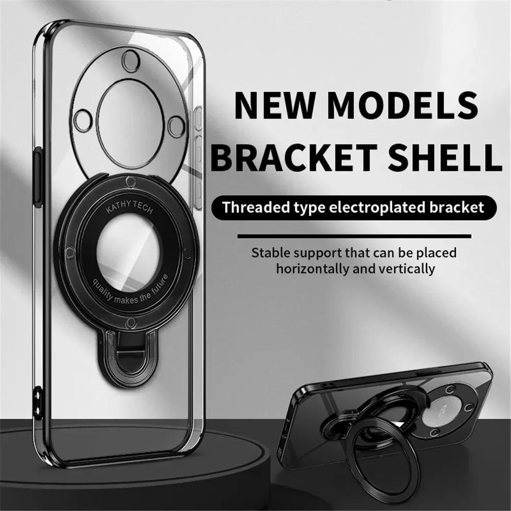 Magic 7 Lite Plating Magnetic Bracket HD Case for Honor Magic 7 Pro 6 5 Lite Honor X9C X9B X9A X8A/B TPU Shockproof Soft Shell