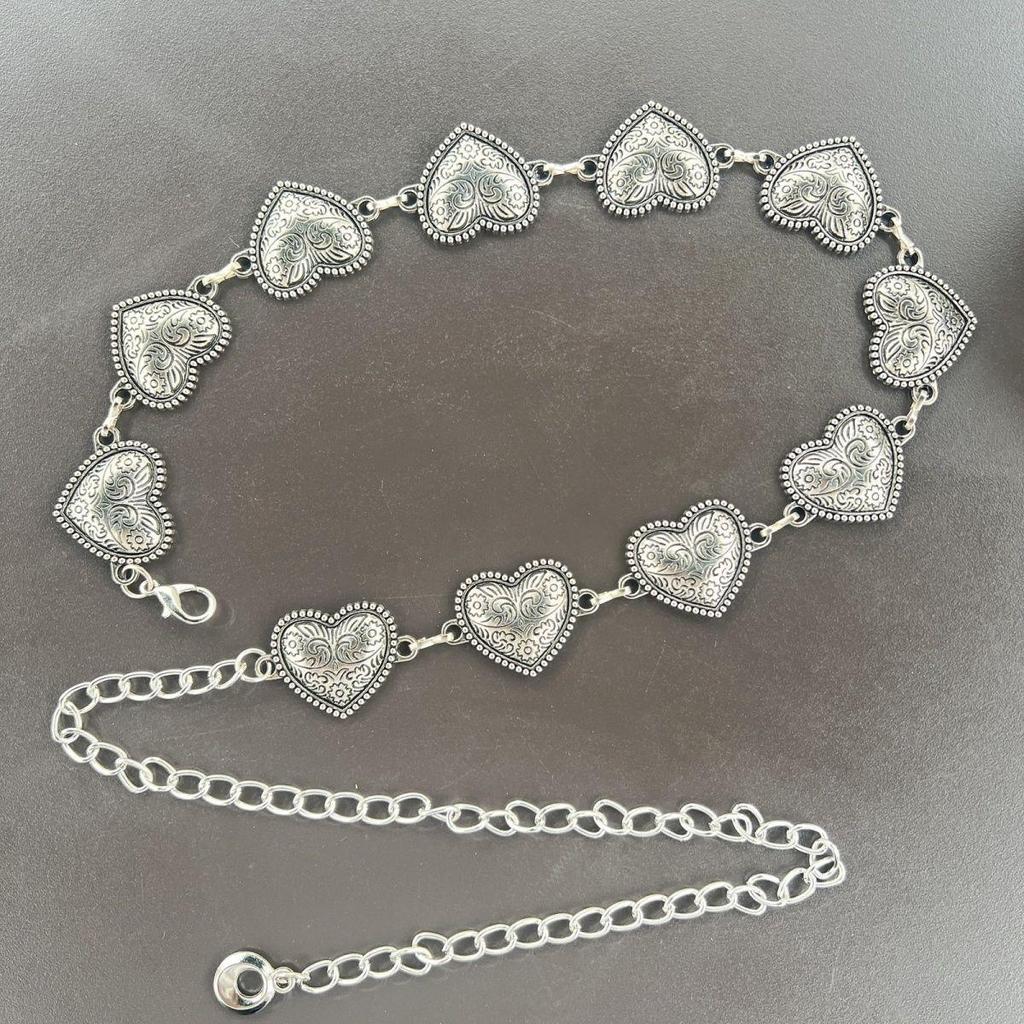 Heart Waist Chain: Retro Metal Belt for Dresses, Skirts, & Jeans