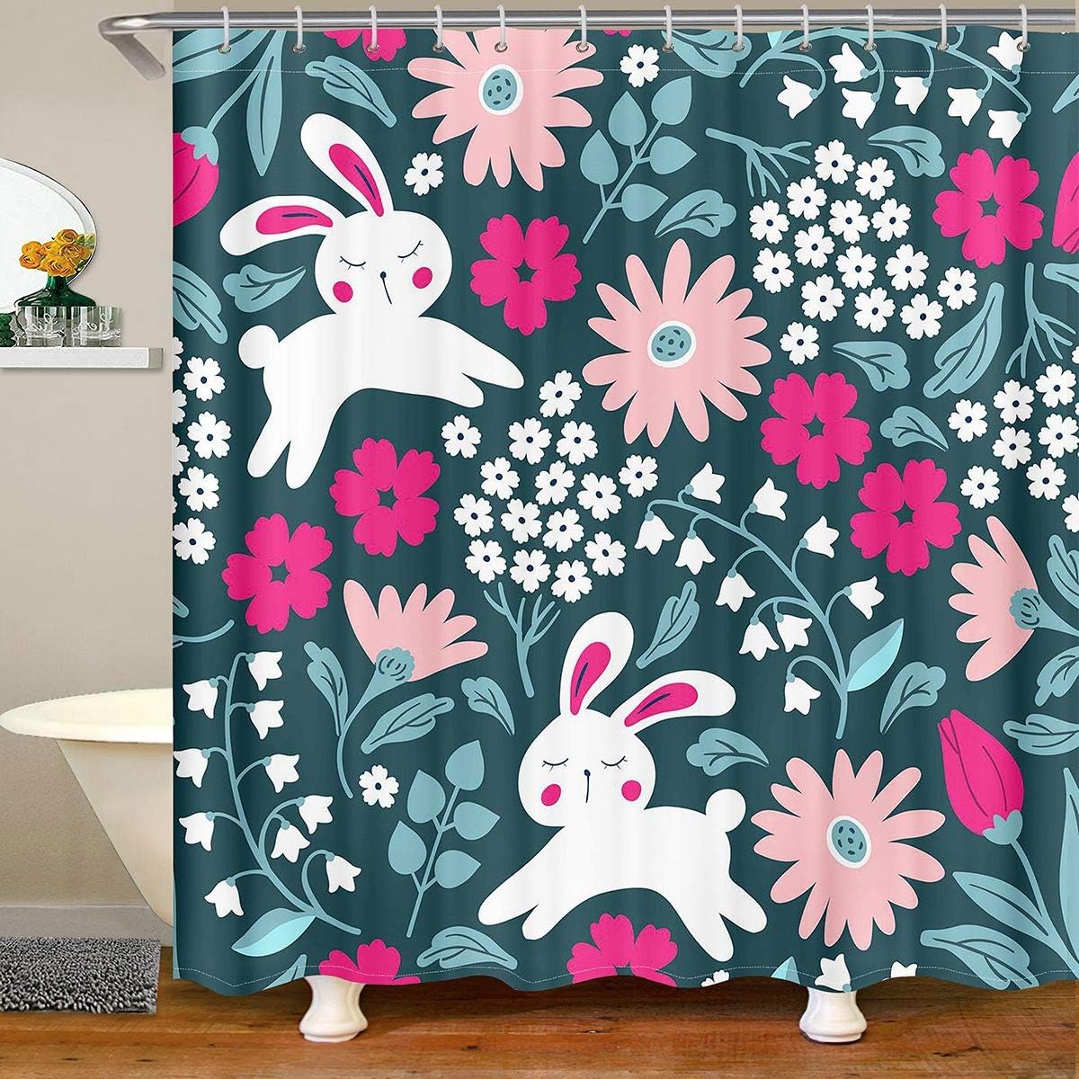 Crane Fabric Shower Curtain Flying Bird Flower Shower Curtain Boys Girls Japanese Crane Painting Bathroom Waterproof Accessories 90x180CM