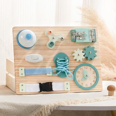 Casa delle attività in legno per bambini, tavola con serrature, Montessori, multifunzionale, divertente, cognizione, insegnamento precoce, giocattolo per bambini