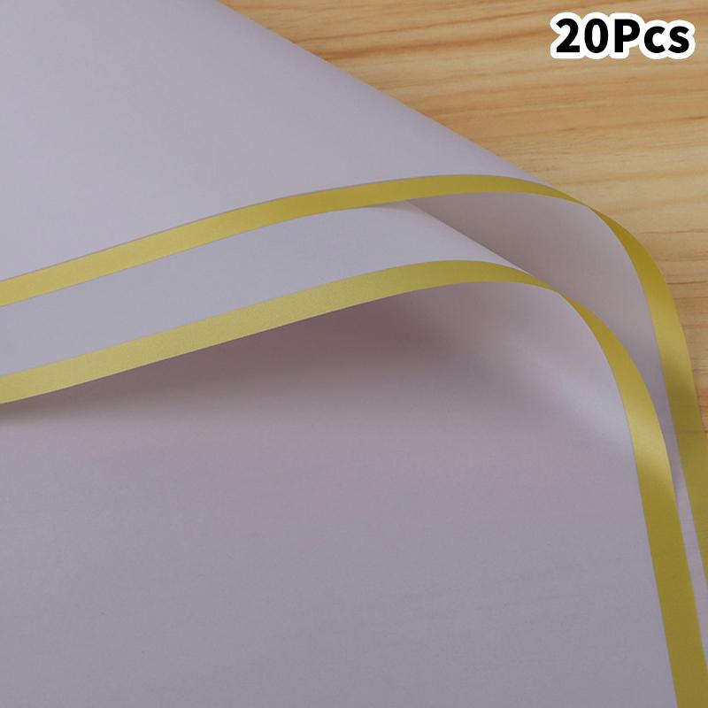 20 Stück Bunte Blumenwickler Goldener Rand DIY Geschenkstrauß Verpackungspapier Blume Wasserdicht Blume Dekoration