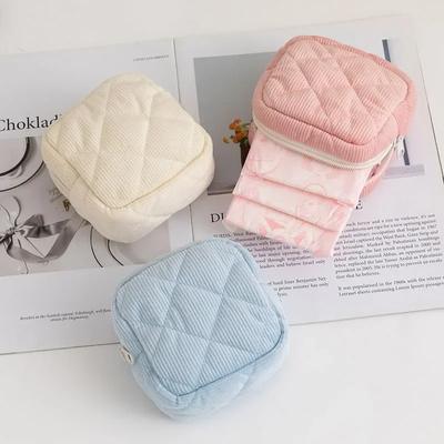 Portable Small Soft Cosmetic Bag for Women Girl  Travel Change Sanitary Napkin Storage Bag Carrying Mini Lipstick Bags