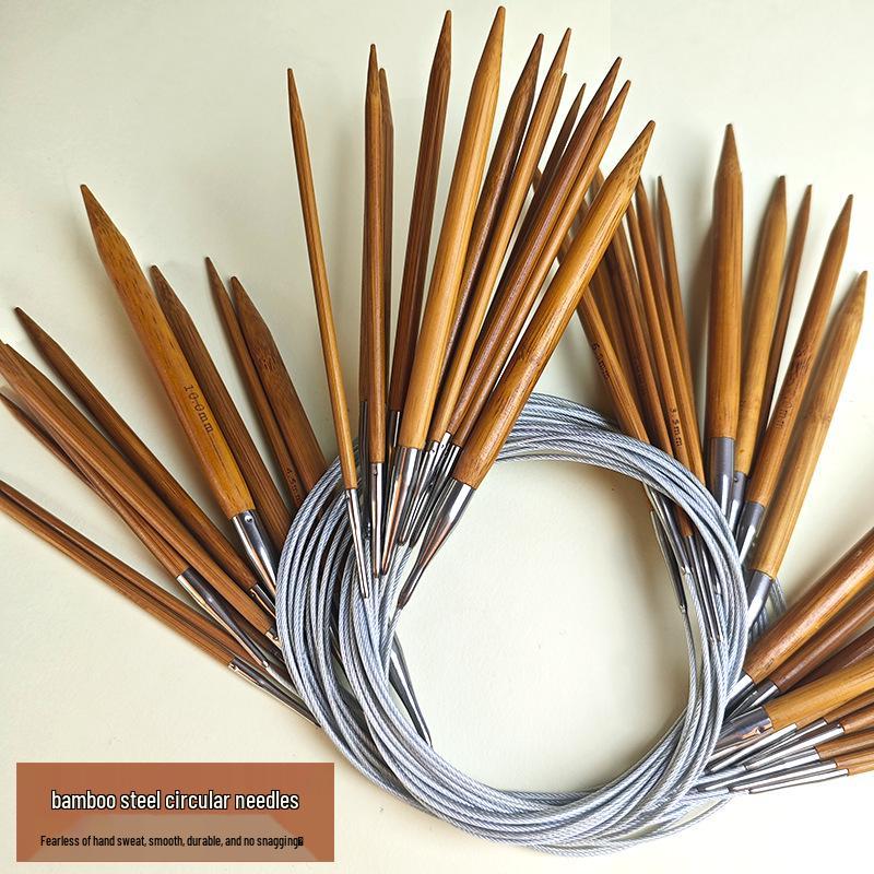 Bamboo Steel Circular & Straight Knitting Needles for Sweaters, Scarves, & Sleeves