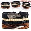 4 Stück Punk Geflochtene Verstellbare Lederarmbänder Herren Für Damen Manschette Vintage Schmuck