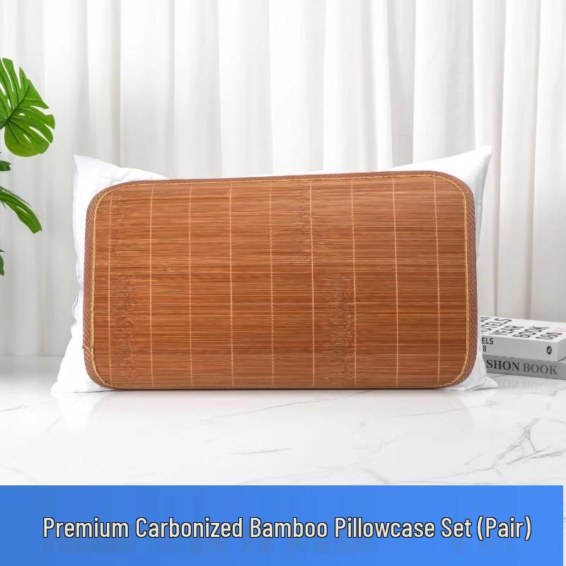 Free Shipping: Summer Bamboo Rattan Pillow Pair - Cool Green Ice Mat with Pillowcase