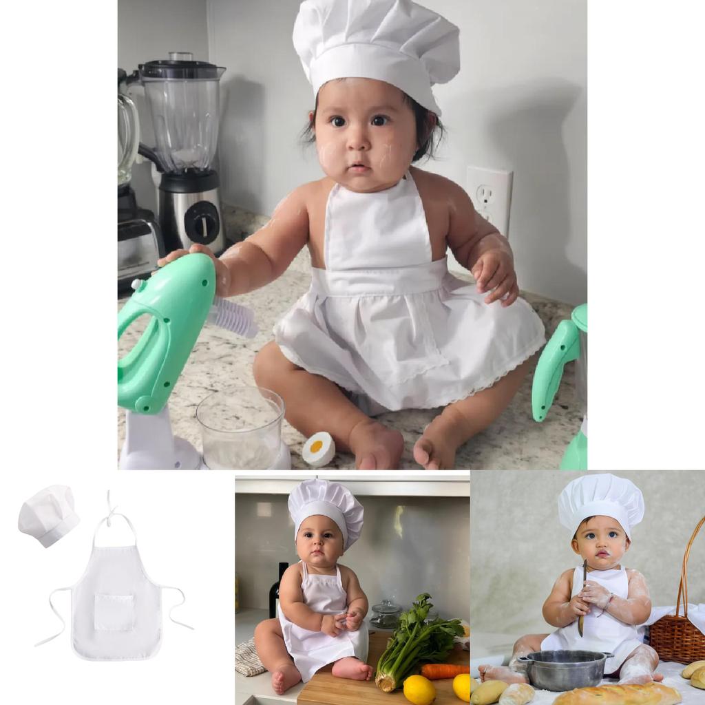 Child Chef Costume Set With Polyester Fabric For Kids Kitchen Role Play