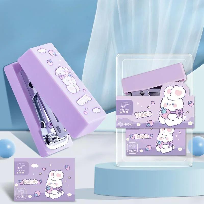 

Милый мини-степлер металлический набор с 400 шт. пластиковых скоб инструменты для переплета книг школьные офисные принадлежности гаджеты настольные аксессуары фиолетовый